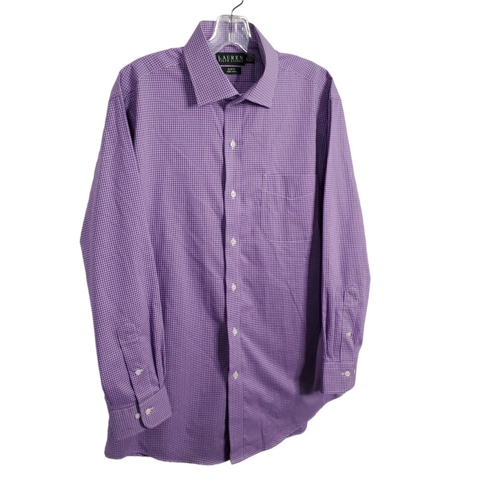LRL Ralph Lauren Mens Size 16.5 32/33 Shirt Slim Fit Non-Iron 100% Cotton Purple